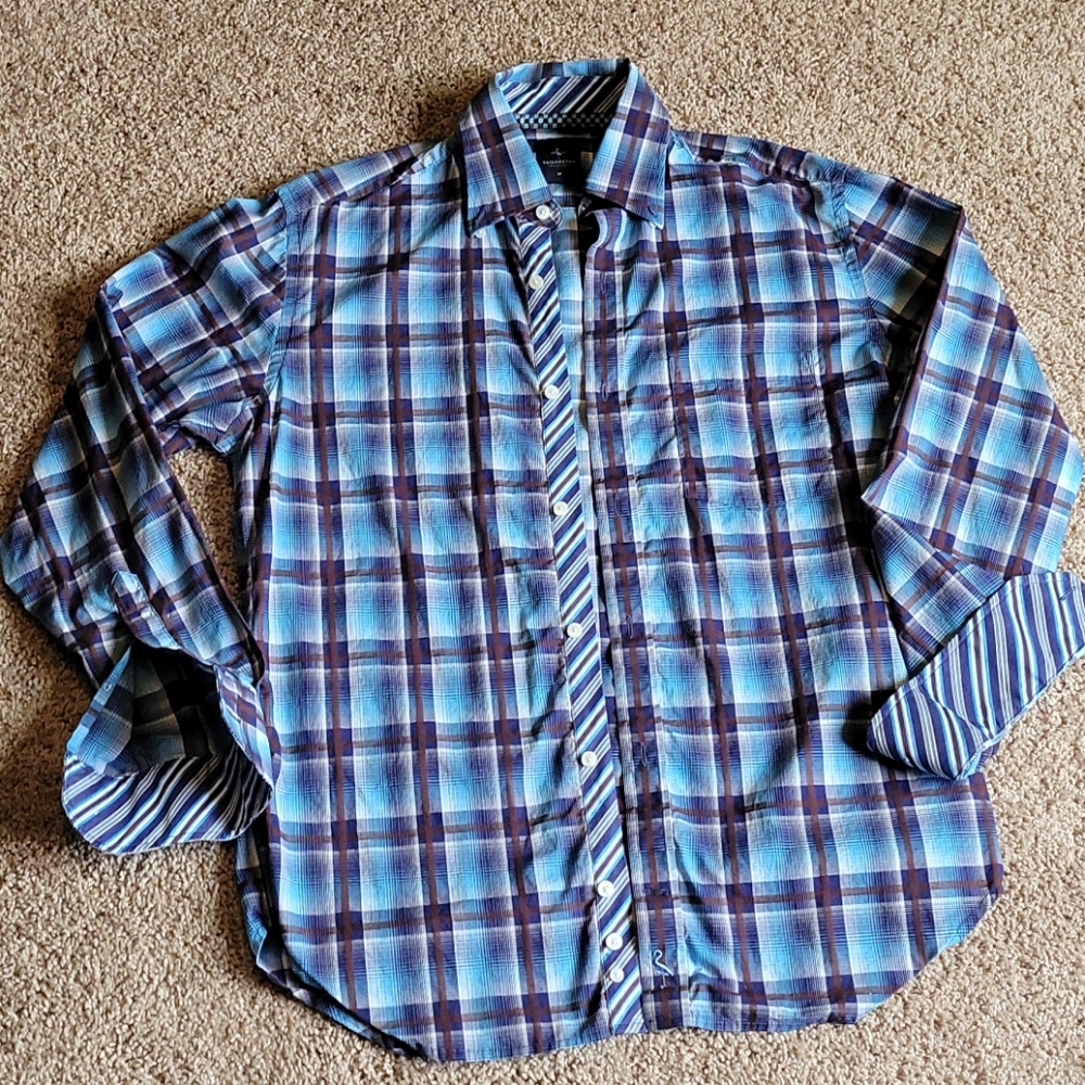 Tailorbyrd Blue plaid button down shirt